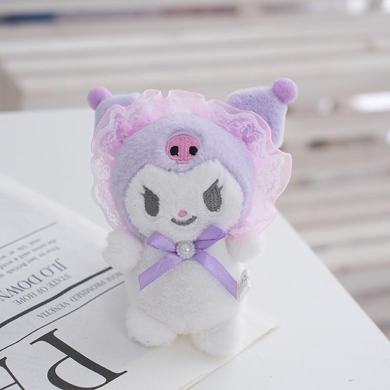 Adorable Plush Kuromi Doll Soft Stuffed Toy Cute Cat Keychain For Girls
