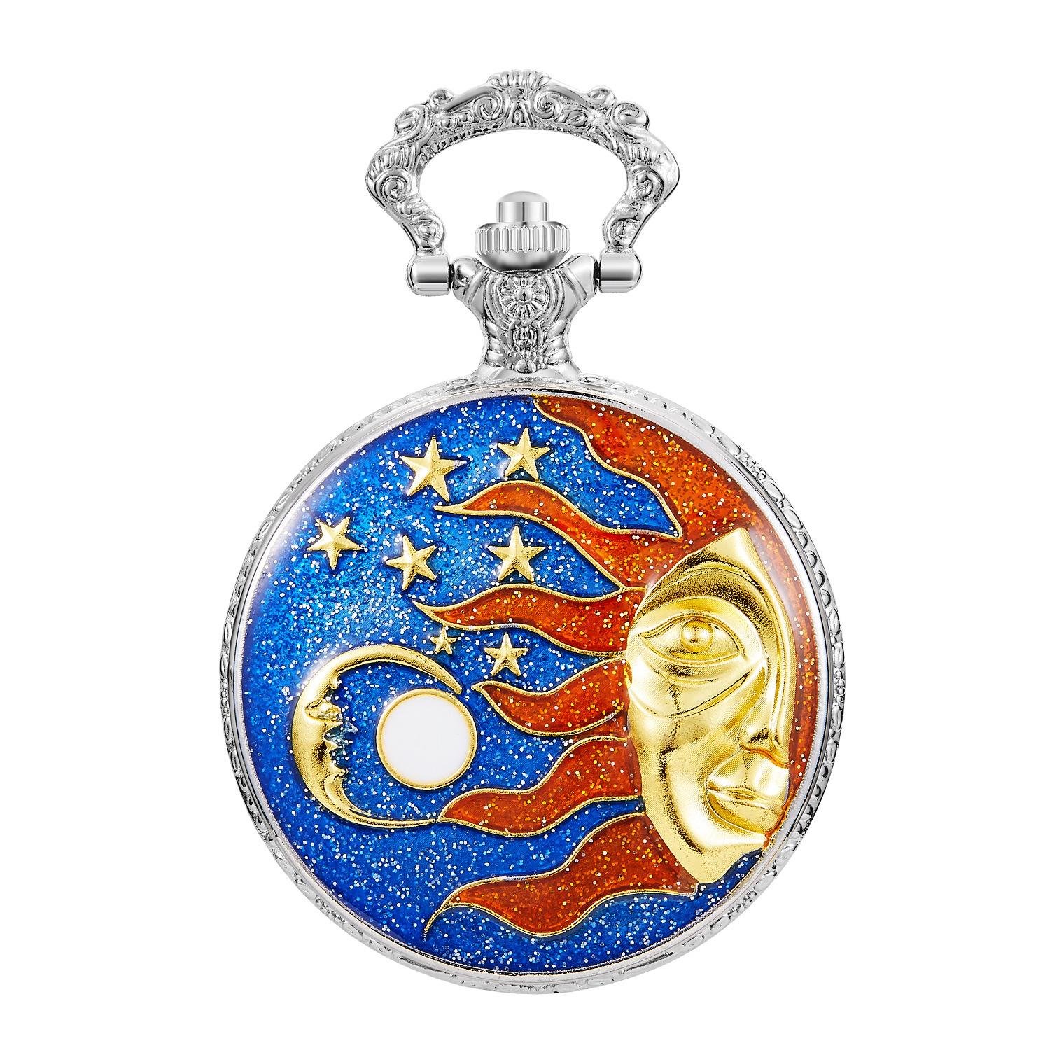 

Ожерелье из кварца Star Moon с инкрустацией, карманные часы, цепочка с подвеской для мужчин и женщин