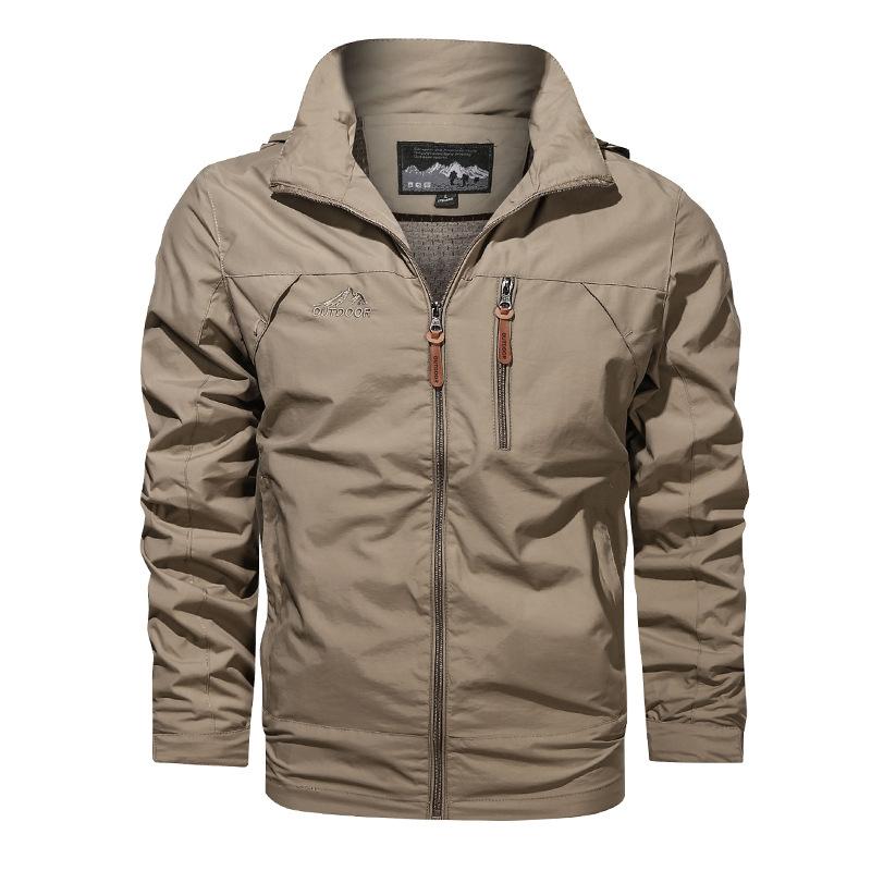 Herren Sportjacke Herren Frühling und Herbst Einfarbig Lässig Winddicht Wasserdicht Jacke Winterjacke