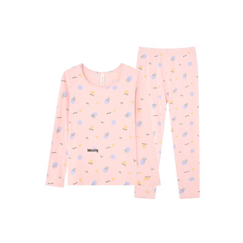 FENTENG Damen Thermo-Unterwäsche-Set aus reiner Baumwolle mit Cartoon-Print