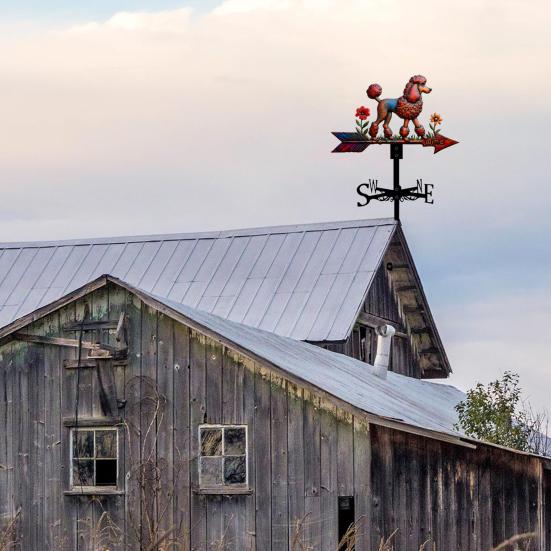 Metal Weather Vane Outdoor Wind Indicator Rustic Style Dog Wind Vane Rooftop Decoration for Shed Garden Yard Decor