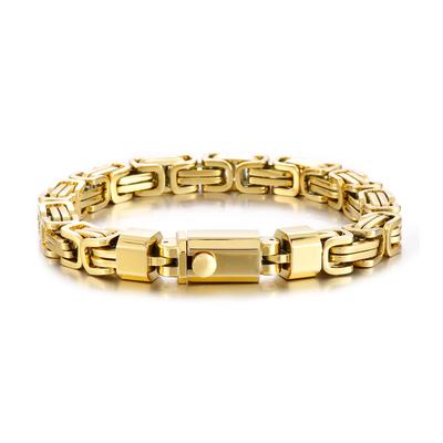8mm Royal Byzantine Box Chain Bracelet Men's Imperial Chain Stainless Steel Jewelry Personalized Gold Color Accessories