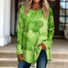 Women's Casual Round Neck St. Patrick's Day Printed Long Sleeve T-Shirt Top