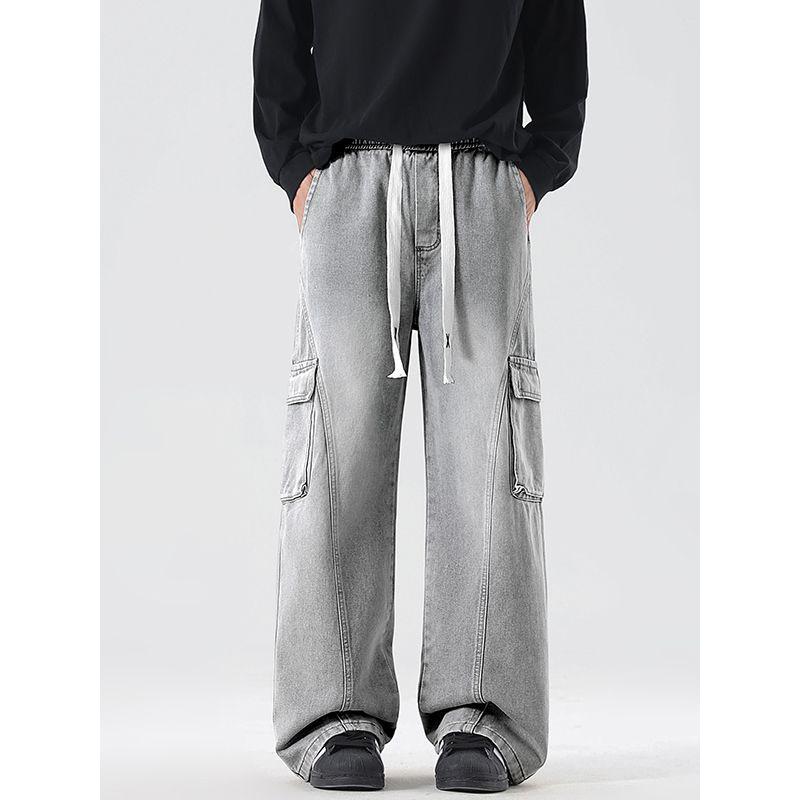 Mingge | Spring and Summer New Multi-pocket Tooling Jeans Men's American Retro Trendy Brand Loose Straight Trousers