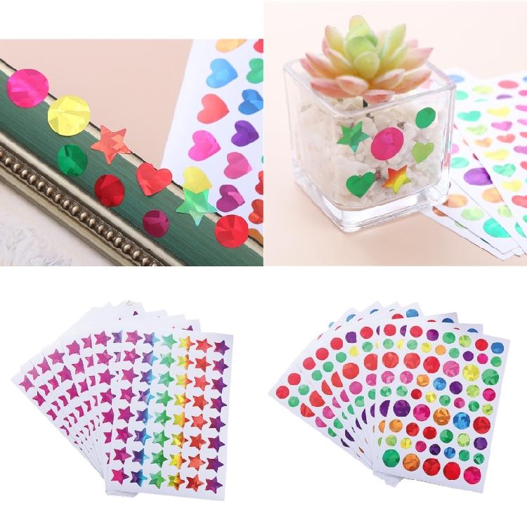 960/1080/1380Pcs Sparkling Heart Star Sticker for Scrapbooking Children Reward Sticker Wrapping Sticker for Packaging