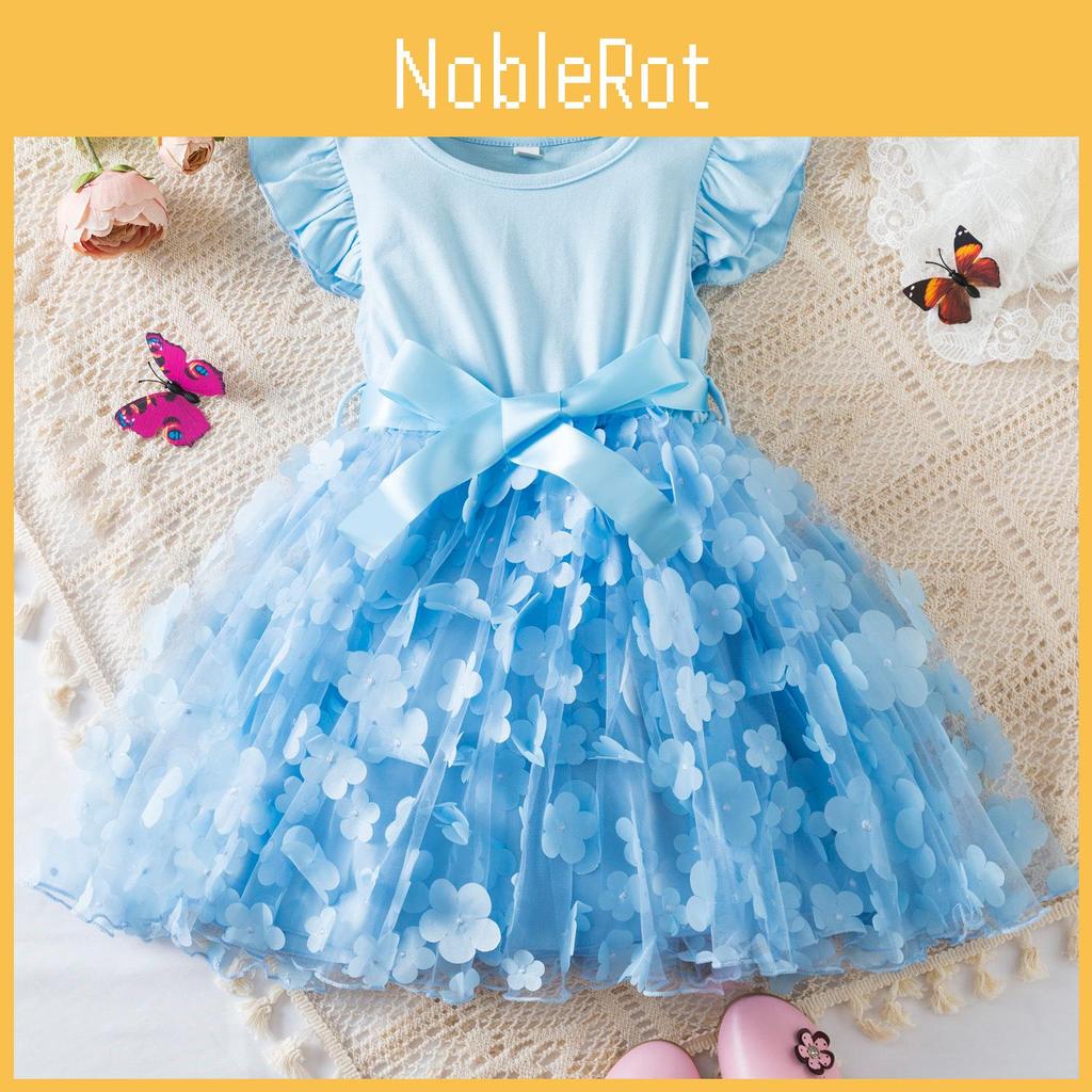 Prinzessinnen-Mädchenkleid mit Schmetterlings-Netz-Tüll für Geburtstag und Sommer für Kleinkinder