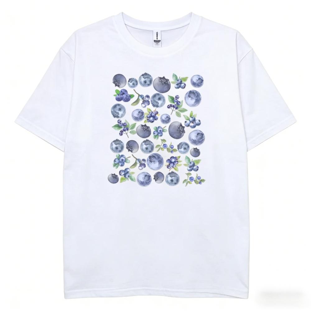 

Fresh Blueberry Fruit Printed Tshirt Fashion Women Graphic Tees Sportswear O Neck Personality Shirt Short Sleeve Casual Top Y2k S