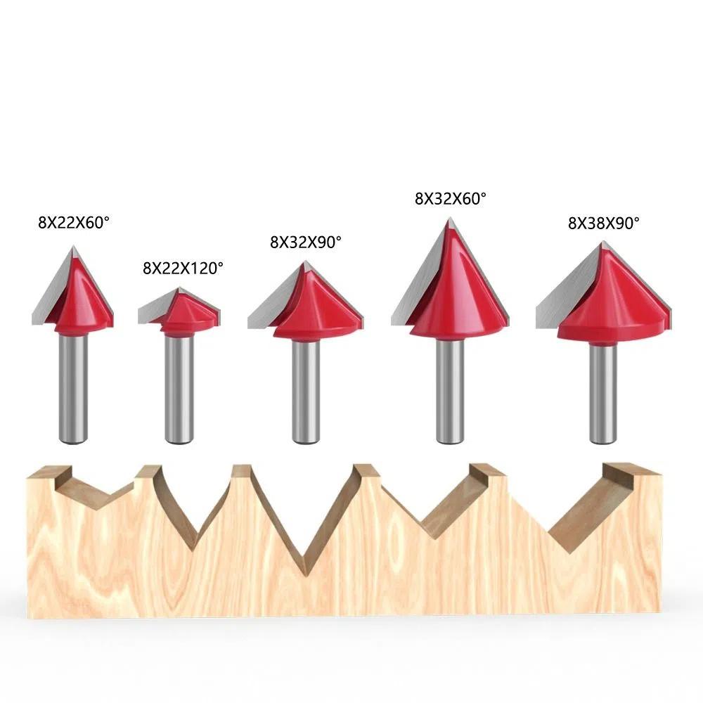 Precision V Type 90 Degree Router Bits Solid Milling Cutter Cupboard CNC-Router Bits  Hand Tool