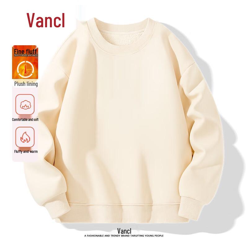 VANCL Men's Lamb Fleece Lined Crewneck Sweatshirt