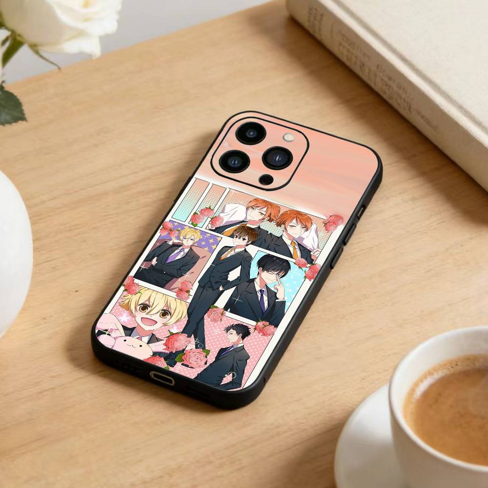 ouran high school host club  Phone Case For iPhone17,16,15,14,13,12 Plus,Max Soft Silicone Black Cover