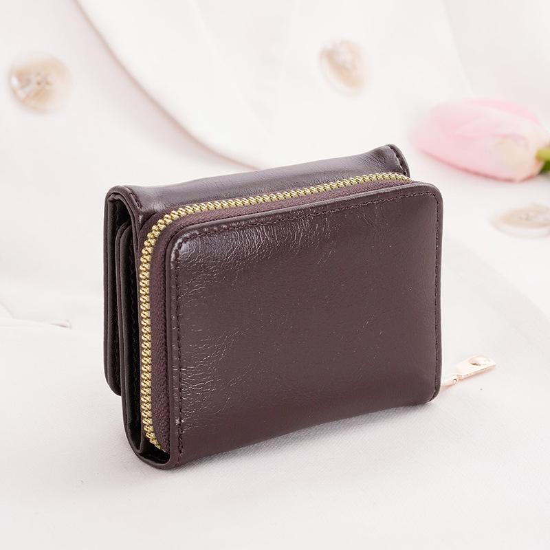 Credit Card ID Card Cash Wallet Women's Wallet Small Wallet Short Wallet Card Bag Zipper Wallet Multi-layer Three-fold