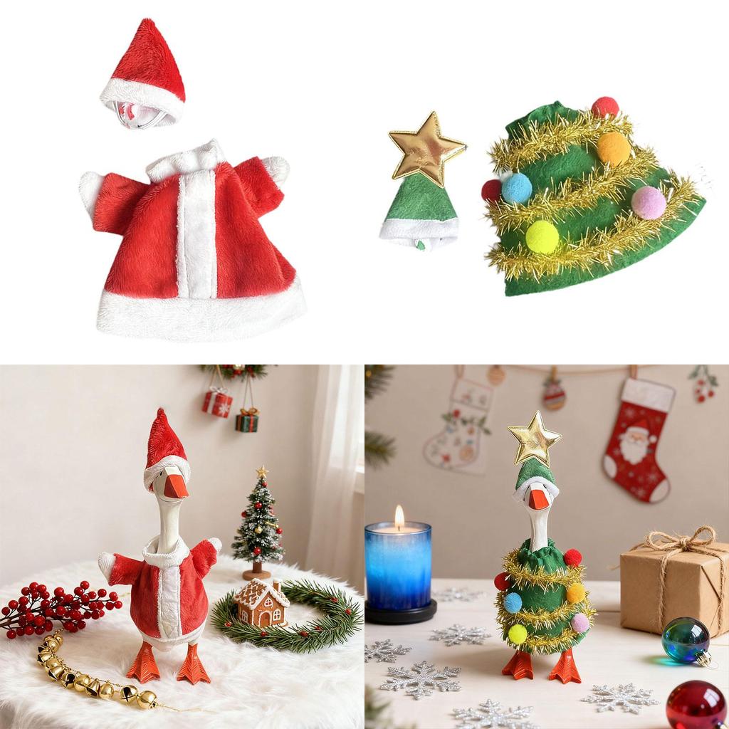 Christmas Mini Desk Goose Outfit Xmas Clothes Creative Decorative Easy to Use Goose Statue Costume for Lawn Landscape Party