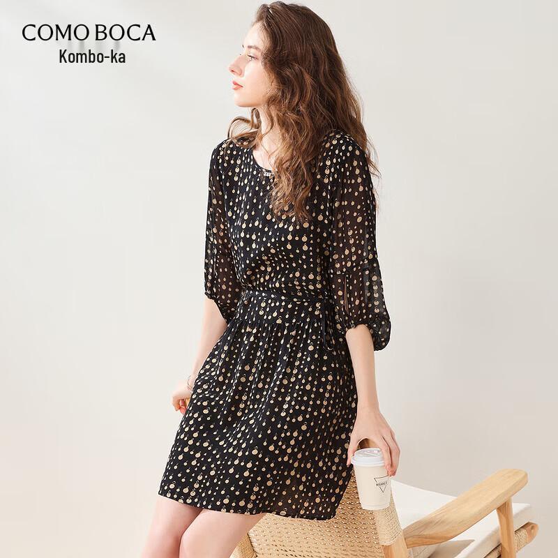 

Komomboka Women s Printed Mulberry Silk Casual Dress M