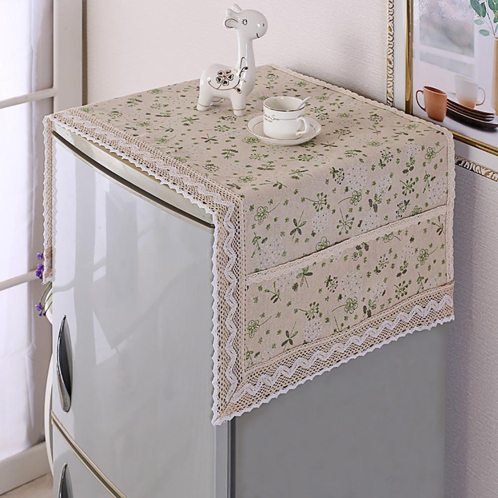 1Pcs Dustproof Refrigerator Cloth Cotton Linen Washing Machine Towel Fridge Protection Cover