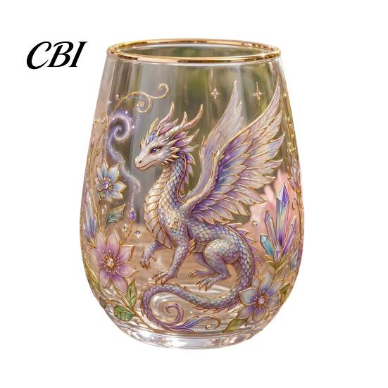 Artistic Kitchen Tableware Hummingbird Joy Tea Cup, Colorful Animal Tumbler, Floral Glass Ritual Sense Drinkware Golden Rim, Water for Coffee