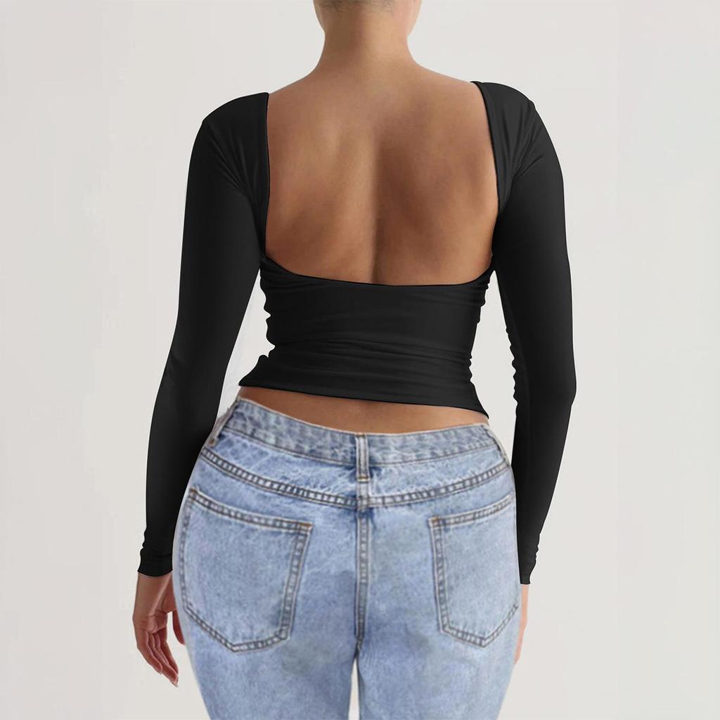 New Daily Fitness Commuting Sexy Slim Fit Y2k Base Shirt Women'S Casual Loose Long Sleeved T-Shirt Top