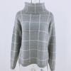 IHUASU Women's Autumn and Winter High Neck Pullover Loose Commuter Knit Sweater Plaid Fashion Jumper