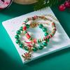 2Pcs Christmas Tree Colorful Snowflake Snowman Bell Charms Beads Bracelet for Women Crystal Bracelets Party Jewelry Gifts