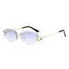 Fashion frameless sunglasses women's high-end sense high-quality European and American trendy outdoor sunglasses sunglasses women's trend spot