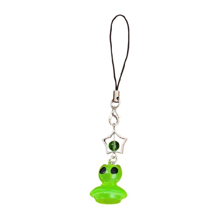 Miniature Alien Figure Keychain Glowing Resin Novelty Ornament for Bags And Keys Stylish Phone Accessory