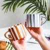 Minimalistische gestreepte handgetekende kop en schotel set, keramische melkkoffiekop, 280ml/9.5oz afternoon tea koffiekop, huishoudelijk drinki