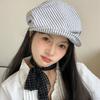 Y2k Octagonal Hat Thin Painter Caps New Striped Berets  Girl
