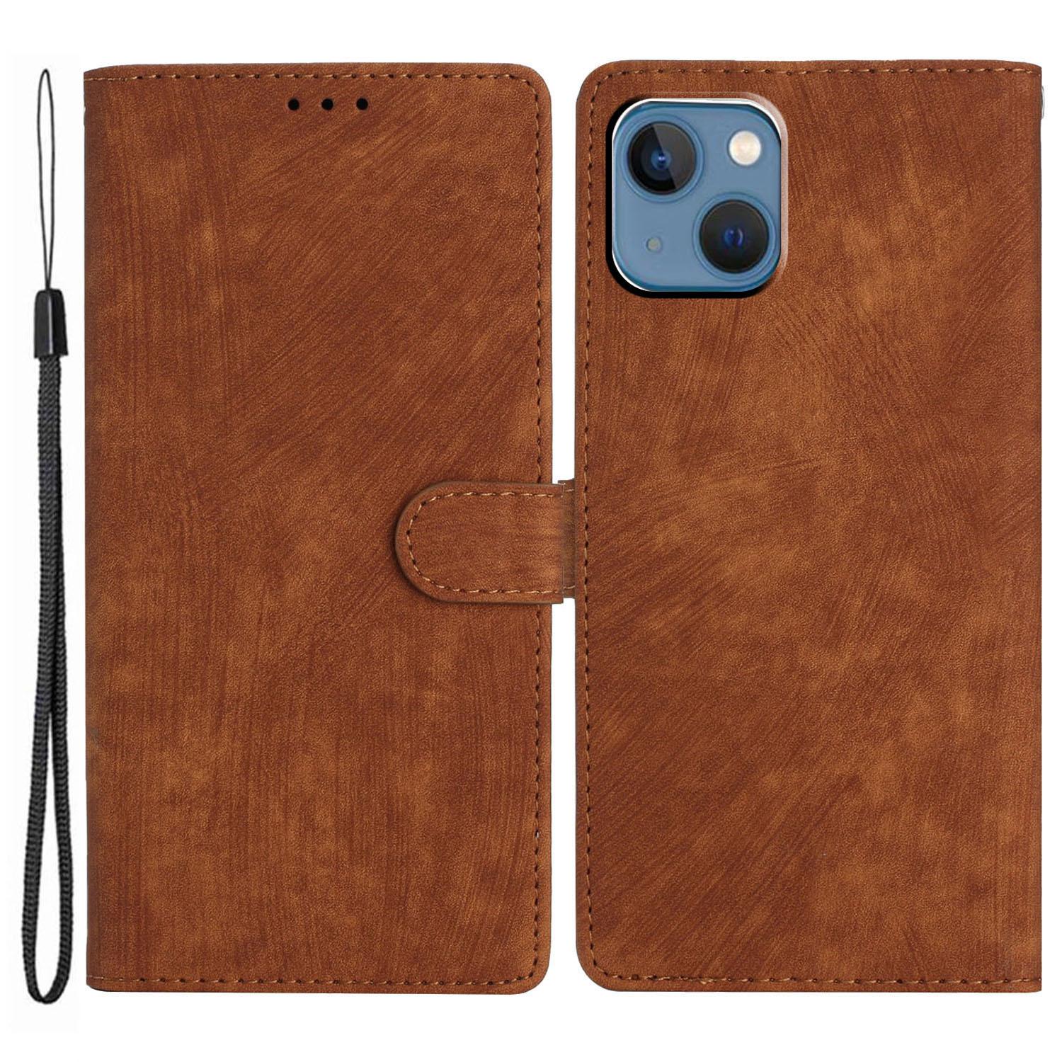 

Anti-drop Phone Case for iPhone 13 6.1 inch,Skin-touch Leather Wallet Cover with Stand Brown