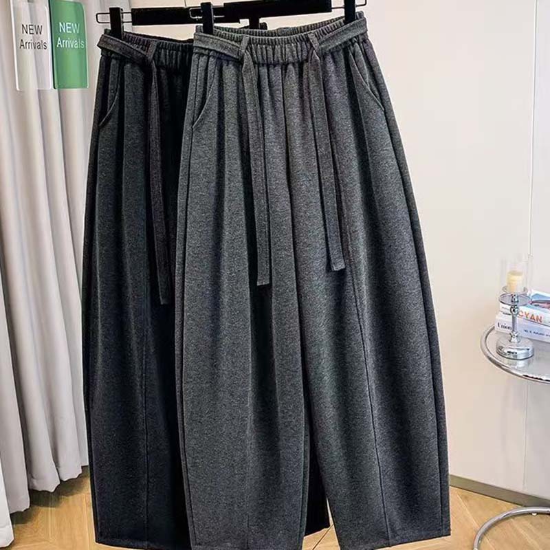 Pants for Women Elastic High Waist Long Trousers Plus Thickened Stretchy Solid Colour Versatile Casual Pants