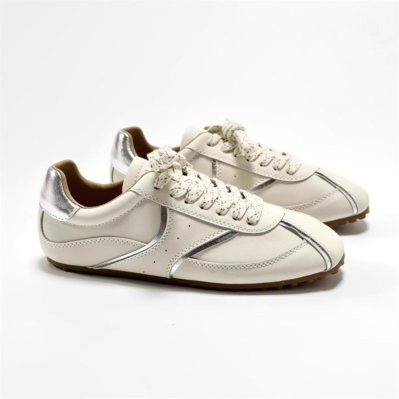 Hong Kong style soft leather retro Forrest Gump shoes women's spring soft sole light non-slip casual sports running shoes show feet small German tr