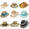 Fashion Woven Straw Hat With Wide Brim And Strap Decoration For Daily Wear
