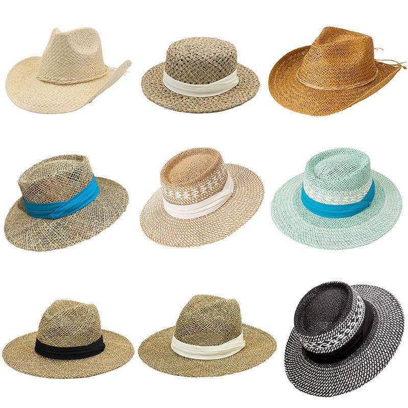 Fashion Woven Straw Hat With Wide Brim And Strap Decoration For Daily Wear