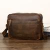 Crazy Horse Leather Men's Genuine Leather Crossbody Bag Retro Top Layer Cowhide Shoulder Bag Zipper Multi-layer Casual Trendy Men's Bag