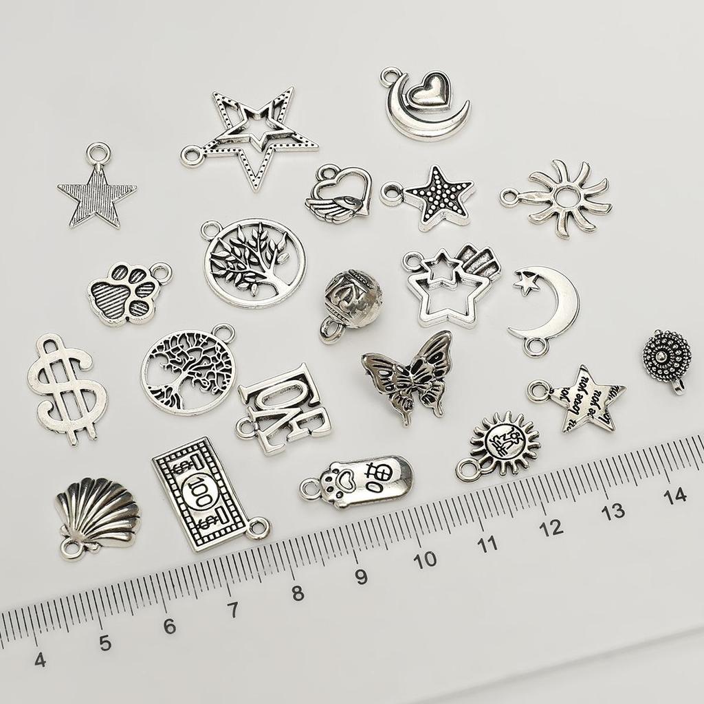 Antique Silver Moon Pentagram Pendant for DIY Jewelry Making