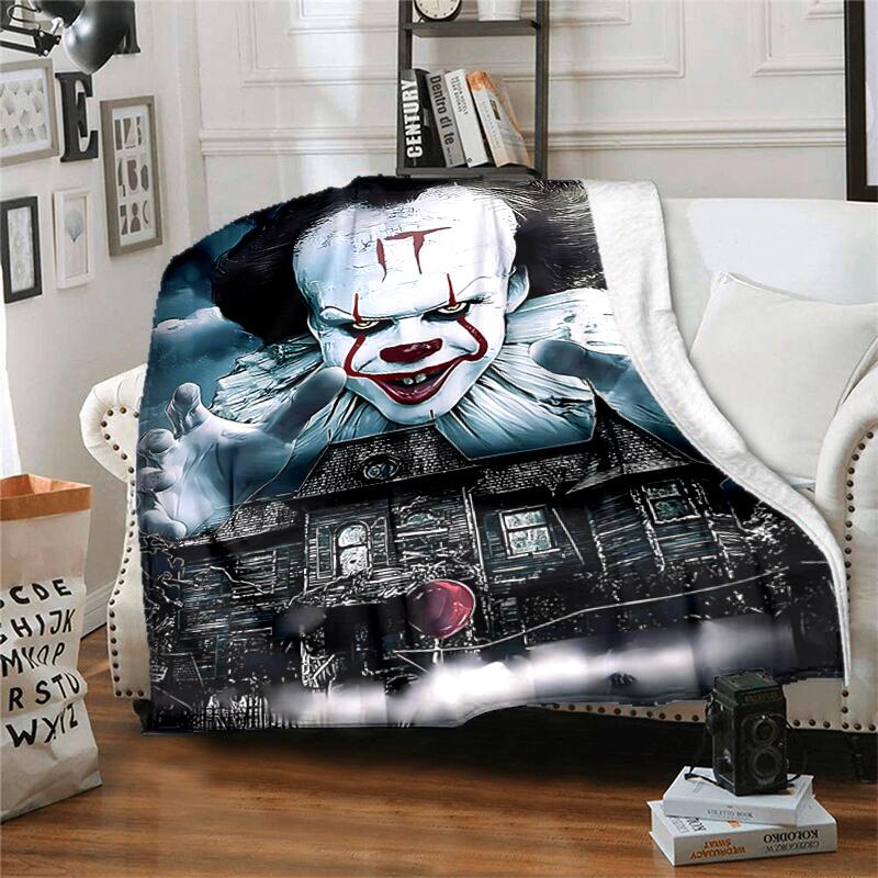 1pc Blanket Pennywise the Dancing Clown Print Design, Lightweight Blanket for Sofa, Bed- Soft &Warm, Gift for All Seasons Like Christmas, Halloween