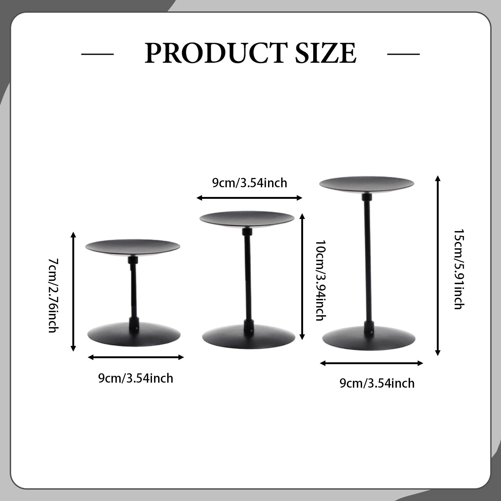 

Smtyle Holloween Black Candle Holder Metal Candle Stand Set of 3 Pillar Candle Holders for Table Centerpieces