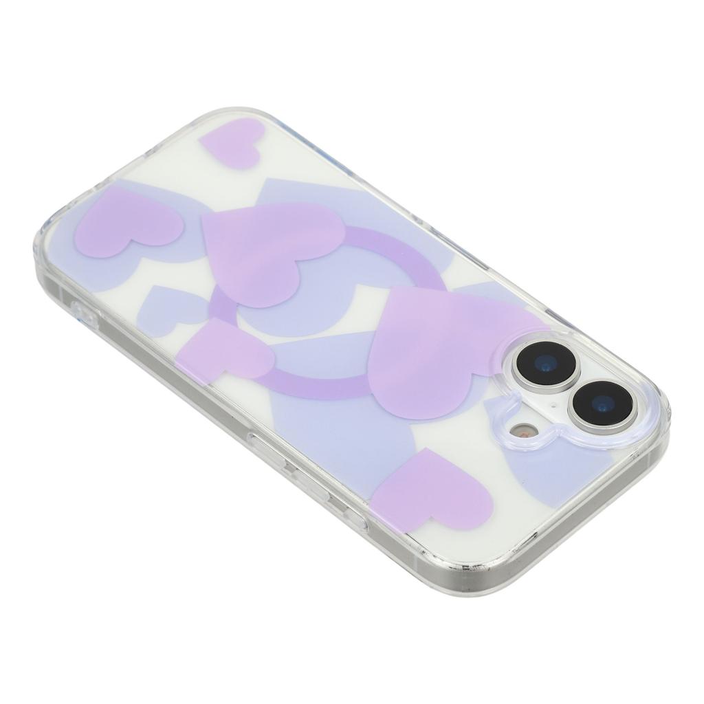 For iPhone 17 Case Heart Pattern TPU + PC Protective Phone Cover Compatible with MagSafe