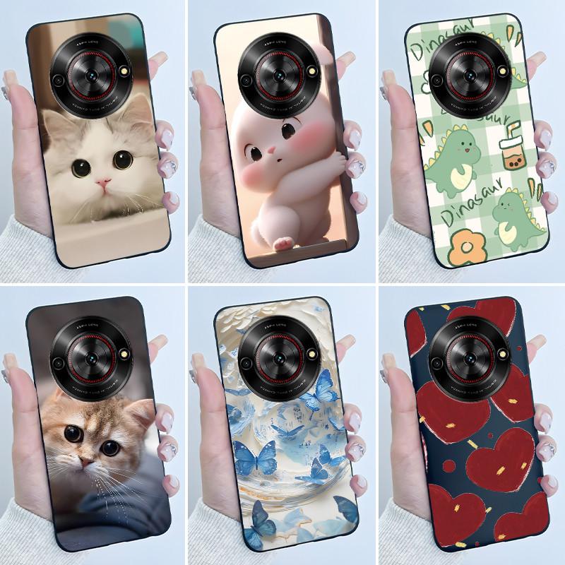 Cute Cartoon Case For ZTE Blade A75 5G/Nubia Focus 5G/Nubia Calf 5G Printing Shell Protective Cover Soft Silicone Black Casing