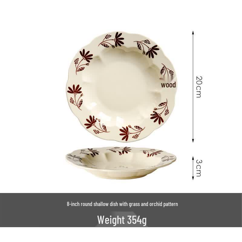 Zhi Shi Vintage Floral Ceramic Plates