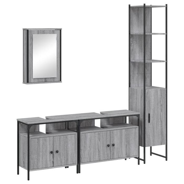 VidaXL Ensemble De Meubles De Salle De Bain 4 Pcs Sonoma Grey, Bathroom Cabinet, Bath Cabinet, Vanity Unit of 3214808