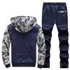 Winter Casual Hoodie Suit Men's Padded and Thickened Lamb Wool Warm Jacket Large Size Sports Two-piece Set
