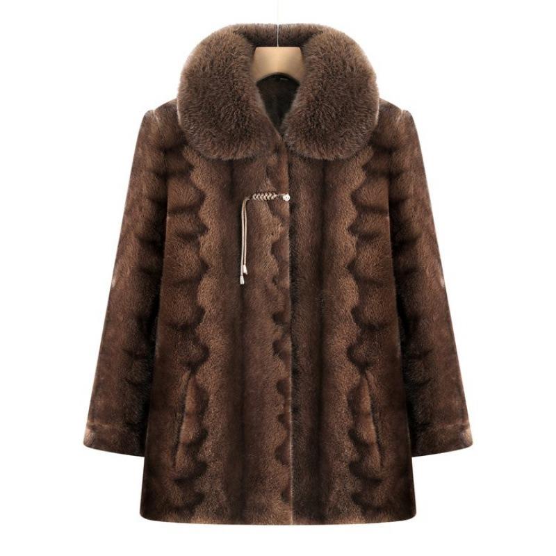 

Годовалая бабушка носит пальто из антиноркового флиса, роскошный и экстравагантный топ для пожилой дамы, флисовое утепленное пальто для пожилого мужчины, зима 6XL [Recommended 160-82.5kg] темно-коричневого