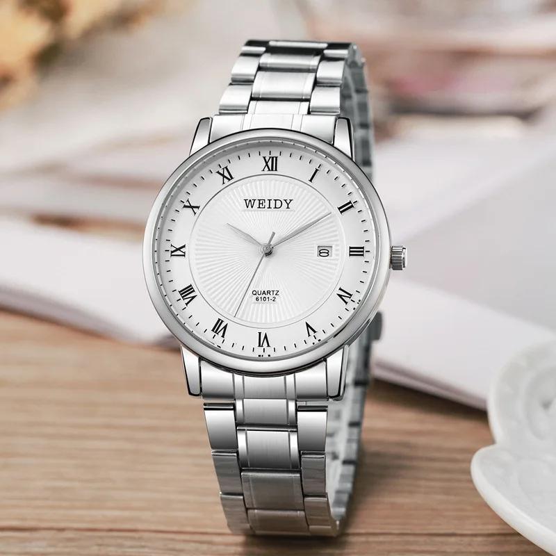 

Fashion Men Women Watch Steel Calendar Quartz Watch Simple Classic Atmospheric Watch Couple Watches Dropshipping NO Box