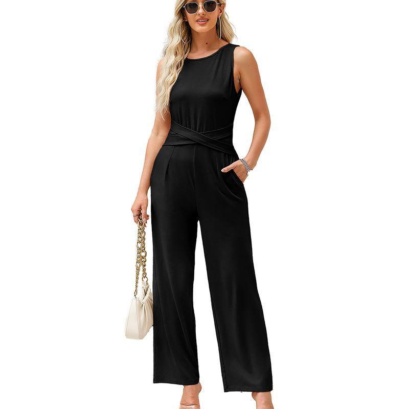 American Shiying Elegant Commuter Vest Jumpsuit Women 2025 Summer New Solid Straight Jumpsuit Women