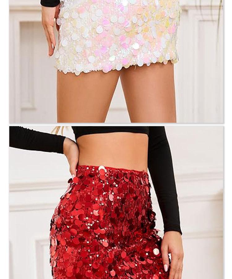 Sexy High Waist Sequined Dance Skirt