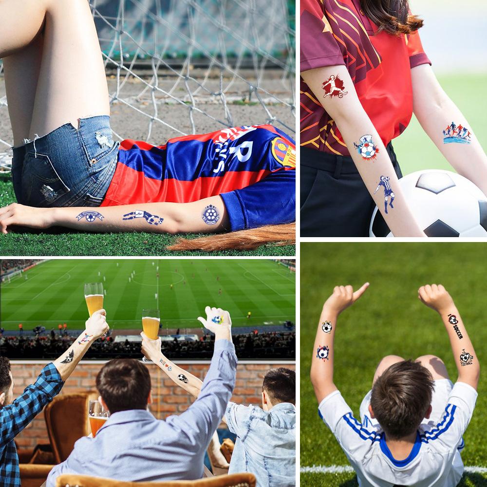 10er-Set Kinder Temporäre Tattoo-Sticker Fußball Basketball Baseball Design Sport Wasserdichte Fake-Tattoo-Sticker