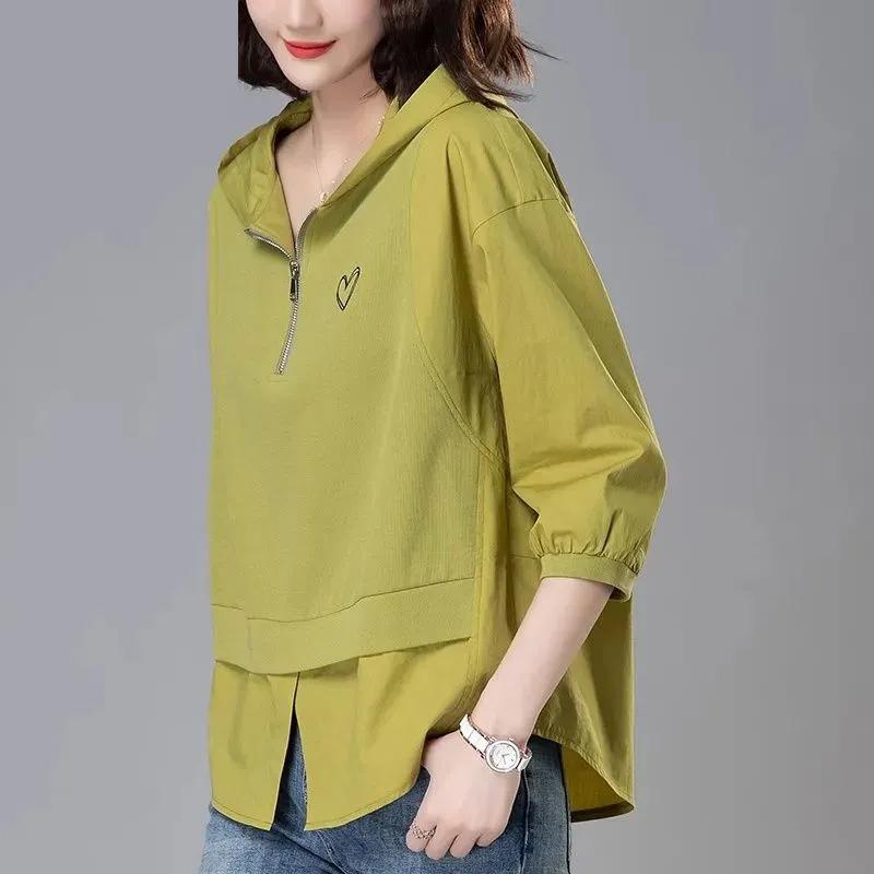 Skjorte for kvinner    Stor størrelse Bomull Hette-t-skjorte Myk Løs Trykt Casual Komfortabel Genser T-skjorte Topp