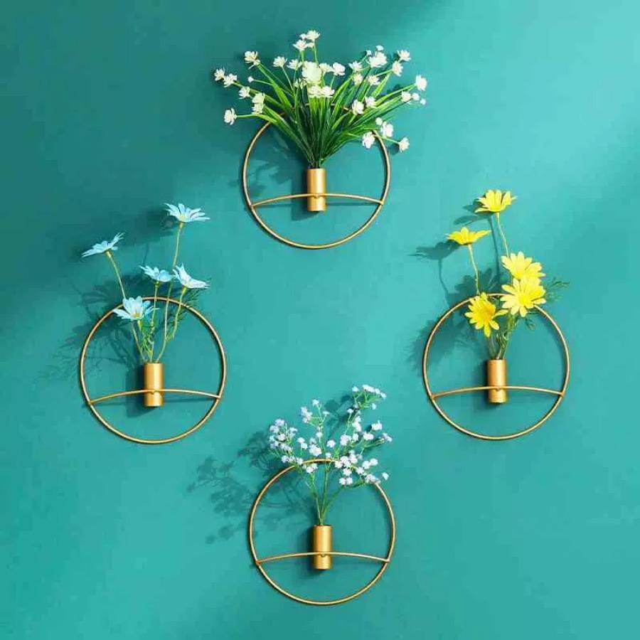 Style Iron Art Diamond Wall Hanging Living Room Bedroom Background Wall Decoration Round Wall Hanging Vase Rack