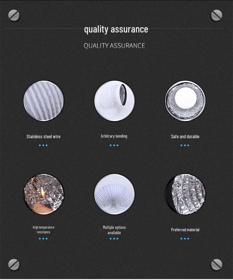 Thickened Three-Layer PVC/Aluminum Foil Flexible Hose for 150/170/160/180 Range Hood Vent Connection