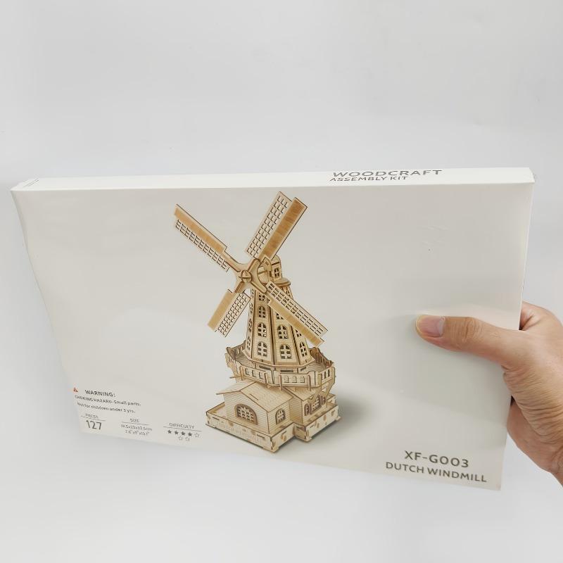3D Model Kit Wooden Windmill Model Parts DIY Assembly & Decorative Piece - Ideal Creative Present