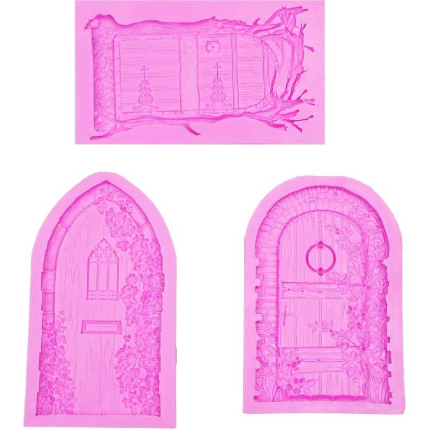 Fairy Garden Door Fondant Molds, Enchanted Vintage Treehouse Silicone Chocolate Molds, Cake Decorating Baking Molds for Pudding Jelly Cookie Candy